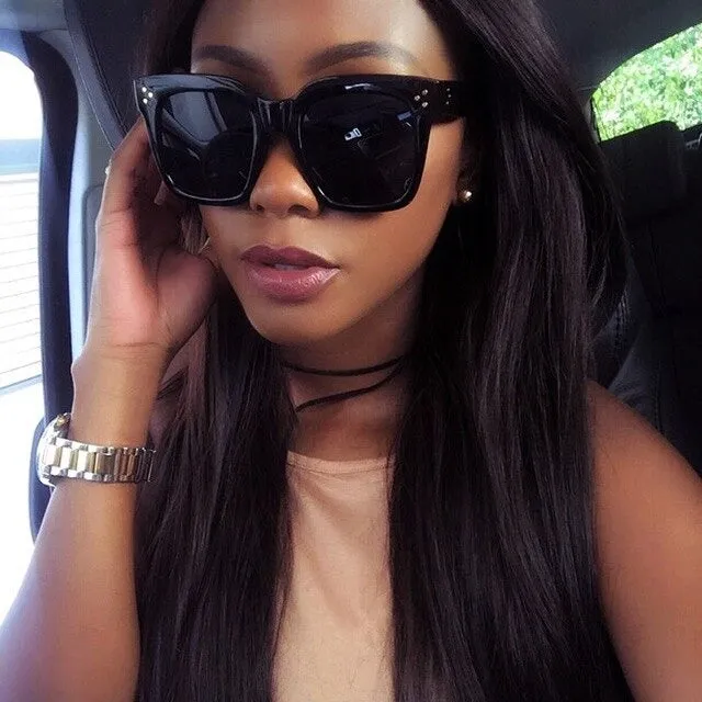Vintage Fashion Big Square Frame Designer Gradient Sunglasses for Women