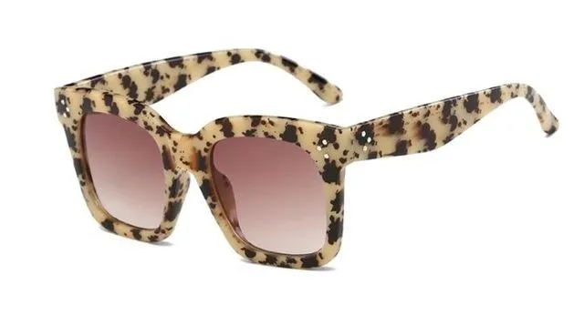 Vintage Fashion Big Square Frame Designer Gradient Sunglasses for Women