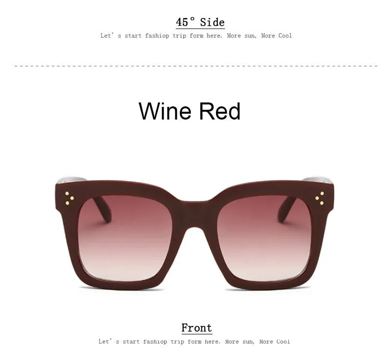 Vintage Fashion Big Square Frame Designer Gradient Sunglasses for Women
