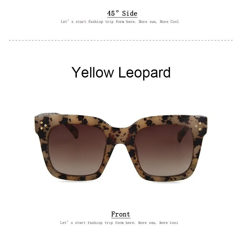 Vintage Fashion Big Square Frame Designer Gradient Sunglasses for Women
