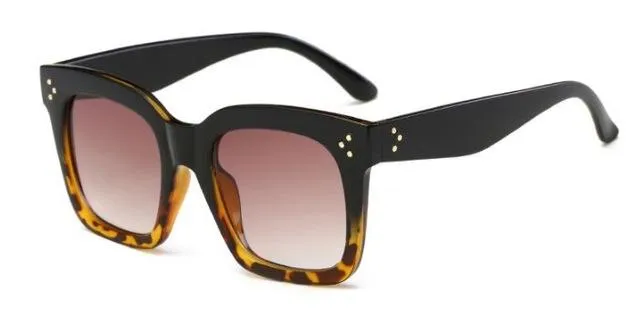 Vintage Fashion Big Square Frame Designer Gradient Sunglasses for Women