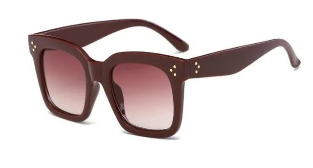 Vintage Fashion Big Square Frame Designer Gradient Sunglasses for Women