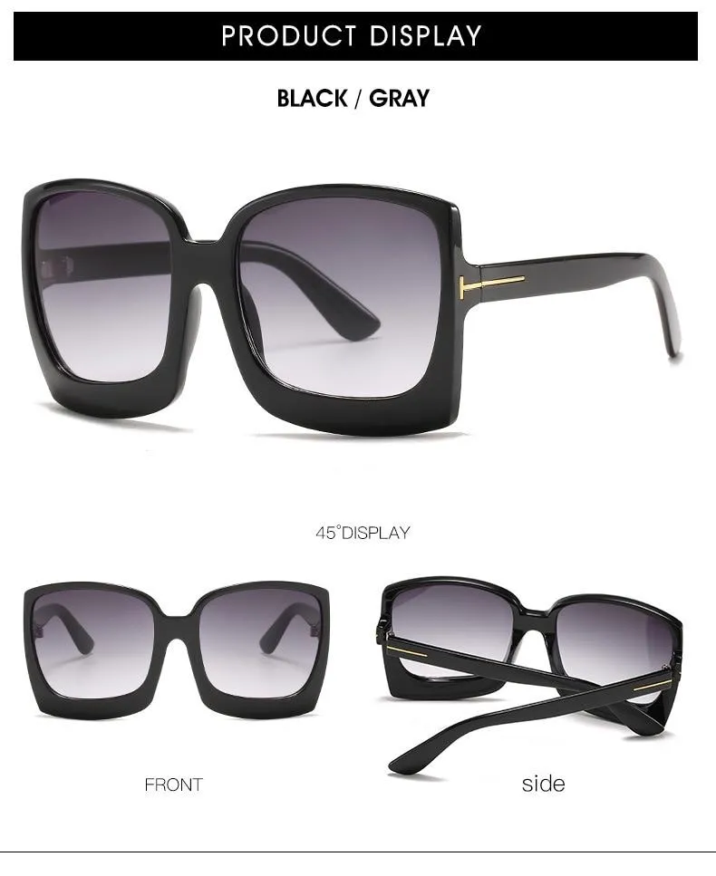 Vintage Modern Women's One Piece UV400 Gradient Oversized Square Sunglasses
