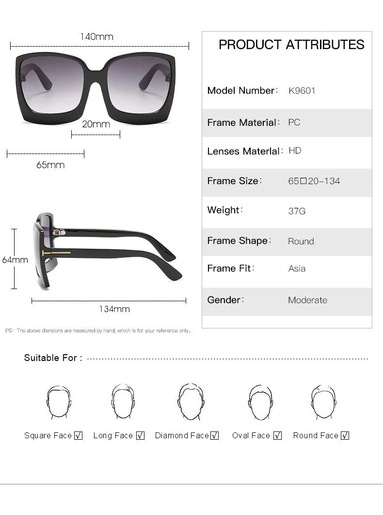 Vintage Modern Women's One Piece UV400 Gradient Oversized Square Sunglasses