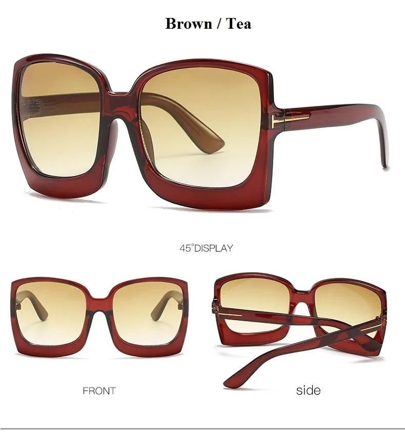 Vintage Modern Women's One Piece UV400 Gradient Oversized Square Sunglasses