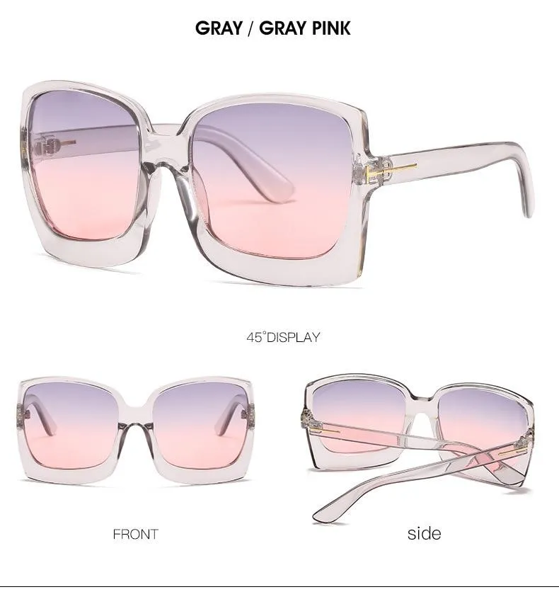 Vintage Modern Women's One Piece UV400 Gradient Oversized Square Sunglasses