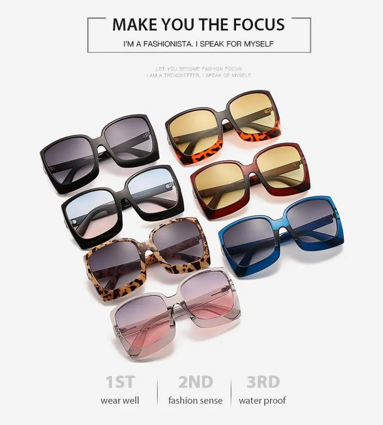 Vintage Modern Women's One Piece UV400 Gradient Oversized Square Sunglasses