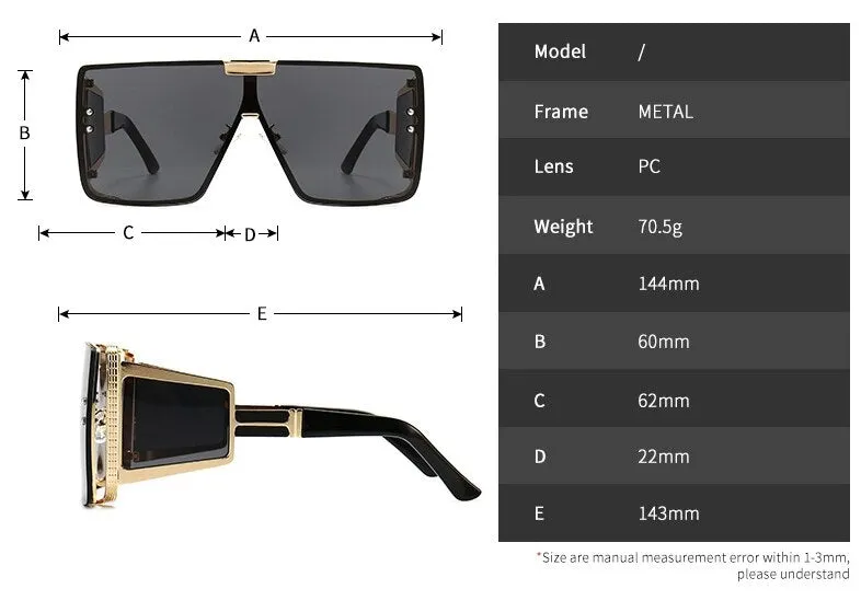 Vintage Retro Fashion Women's Alloy Frame UV400 Oversized Sunglasses