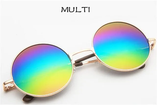Vintage Round Frame Designer Mirror Lens Sunglasses for Women
