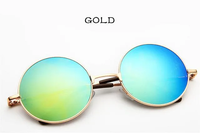 Vintage Round Frame Designer Mirror Lens Sunglasses for Women