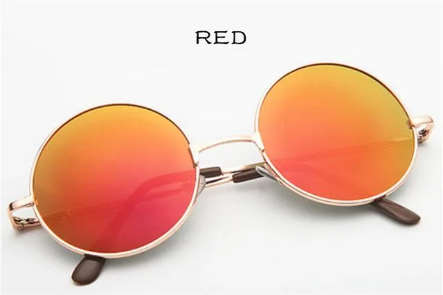 Vintage Round Frame Designer Mirror Lens Sunglasses for Women