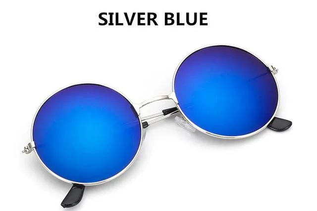 Vintage Round Frame Designer Mirror Lens Sunglasses for Women