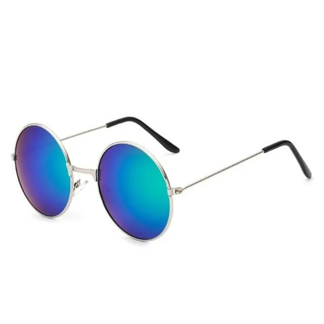 Vintage Round Frame Designer Mirror Lens Sunglasses for Women