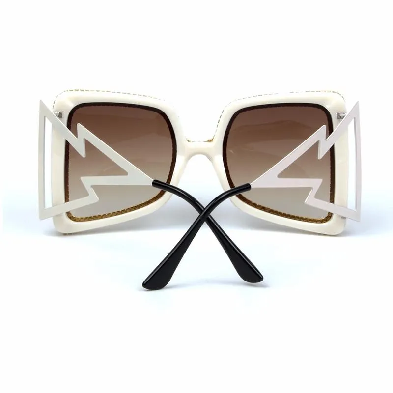 Vintage Women's Bling Stones Big Wide Temple Oversize Sunglasses