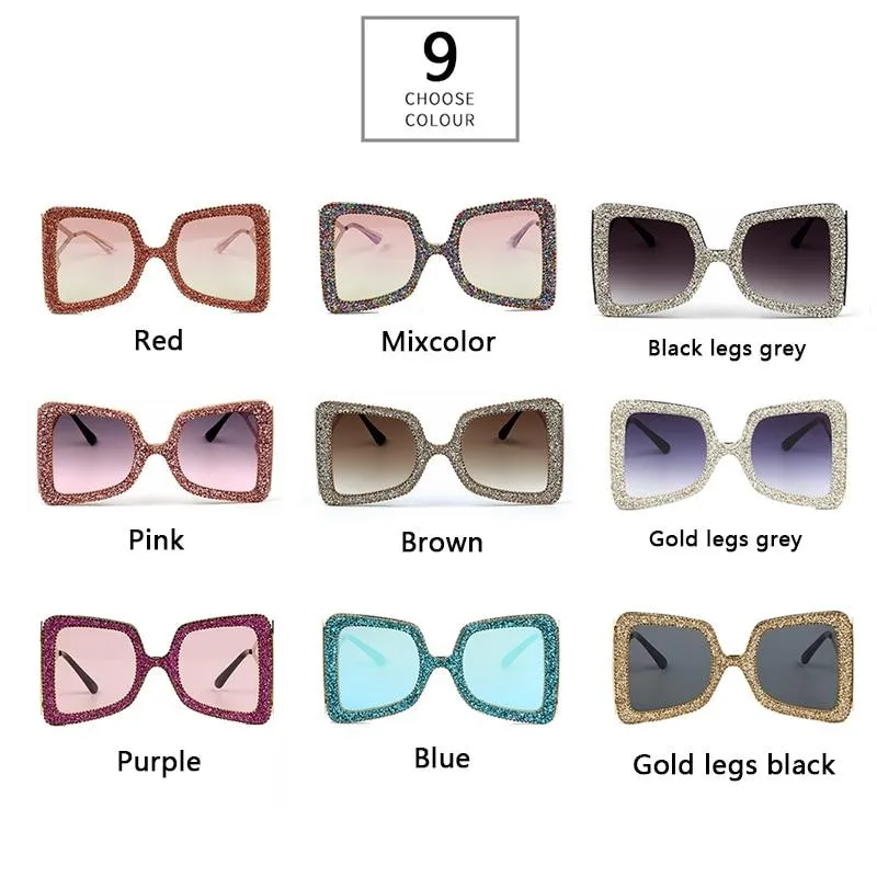 Vintage Women's Bling Stones Big Wide Temple Oversize Sunglasses