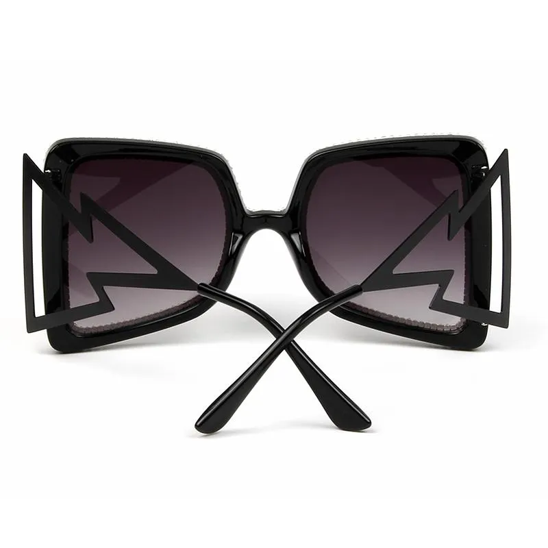 Vintage Women's Bling Stones Big Wide Temple Oversize Sunglasses