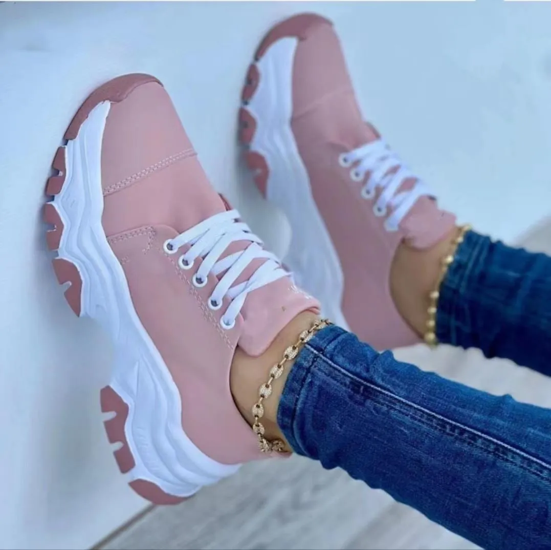 Women's Casual Sport Flat Lace-Up Shoes