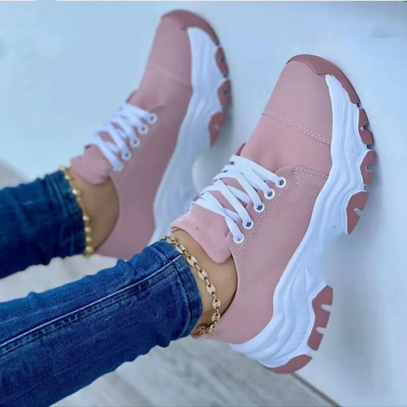 Women's Casual Sport Flat Lace-Up Shoes