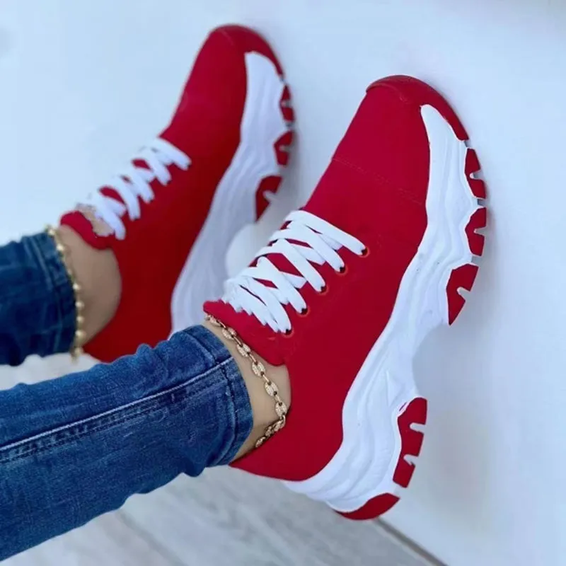 Women's Casual Sport Flat Lace-Up Shoes