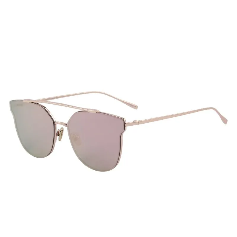 Women's Classic Cat Eye Designer Mirror Uv400 Lenses Sunglasses