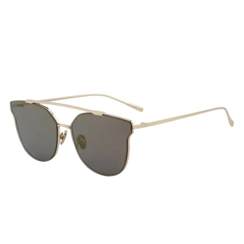 Women's Classic Cat Eye Designer Mirror Uv400 Lenses Sunglasses