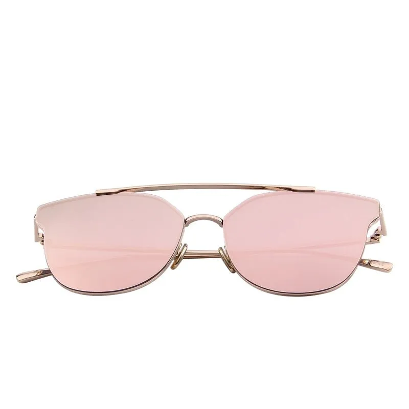 Women's Classic Cat Eye Designer Mirror Uv400 Lenses Sunglasses