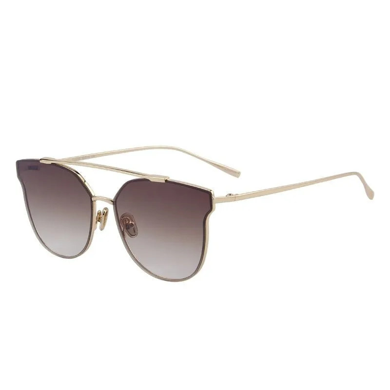 Women's Classic Cat Eye Designer Mirror Uv400 Lenses Sunglasses