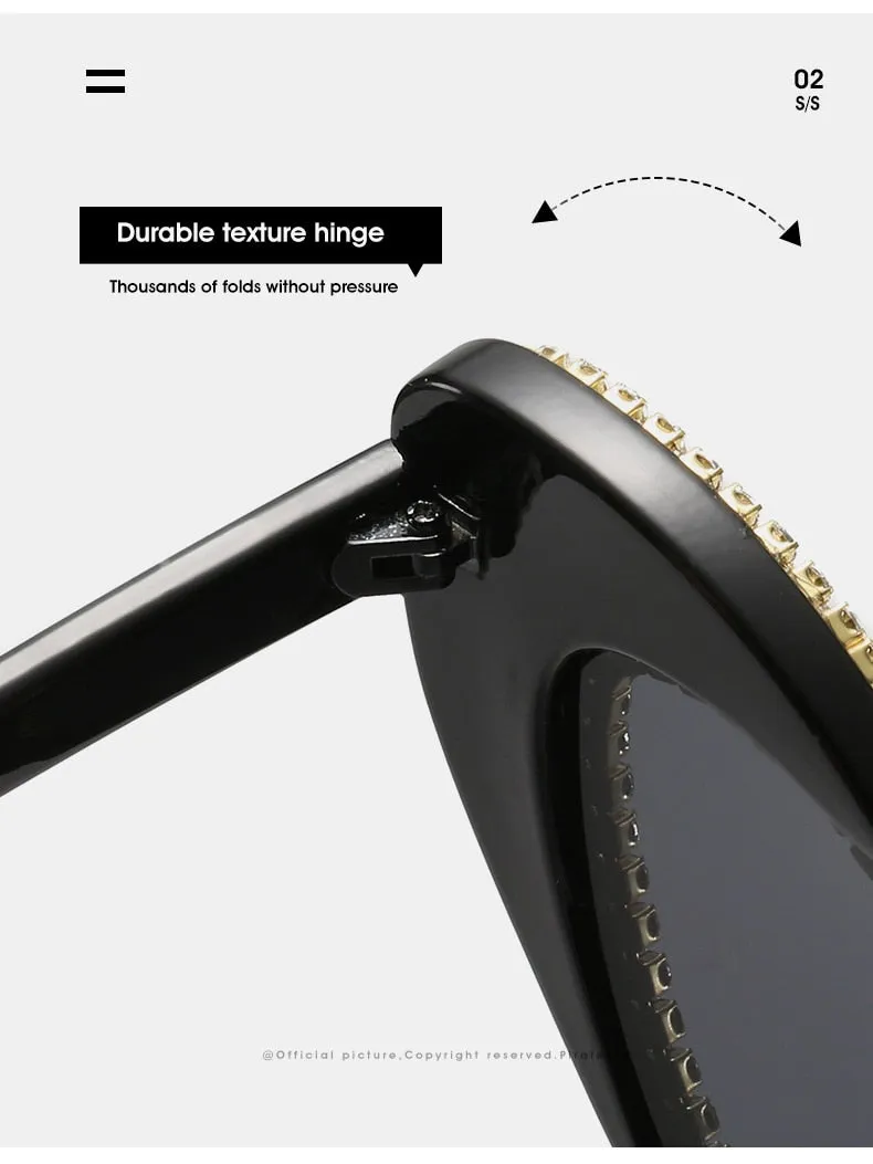 Women's Designer Heart Bling Crystal Diamond Luxury Eyewear Sunglasses
