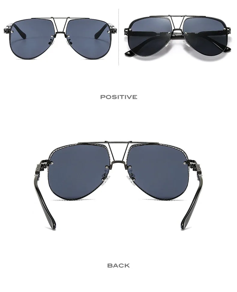Women's Designer Metal Alloy Frame Hollow Pattern Oval Sunglasses