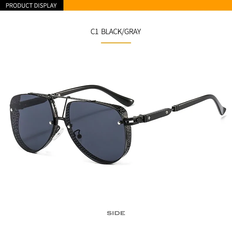Women's Designer Metal Alloy Frame Hollow Pattern Oval Sunglasses