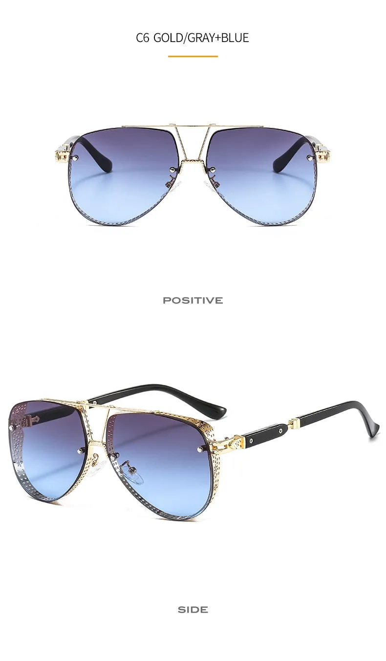 Women's Designer Metal Alloy Frame Hollow Pattern Oval Sunglasses