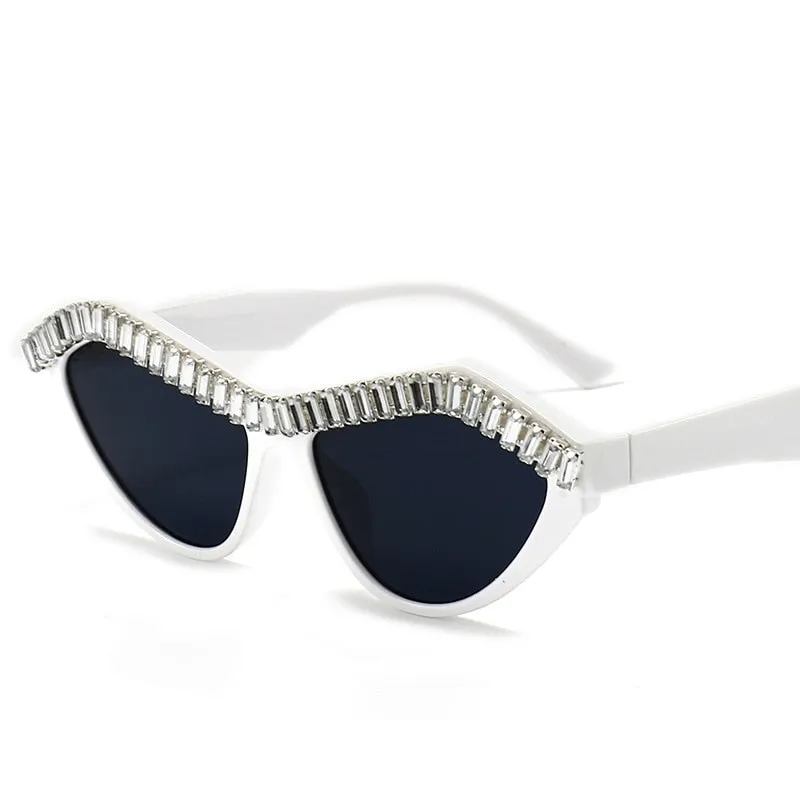 Women's Diamond Designer Rhinestone Bling Cat Eyes Sun Glasses