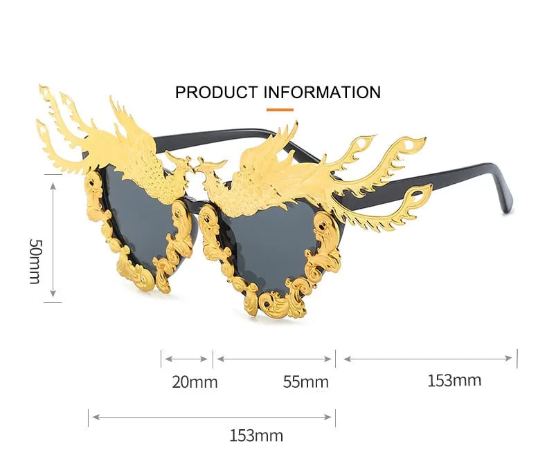 Women's Fashion Luxury Phoenix Colorful Goggle Eyewear Sun Glasses