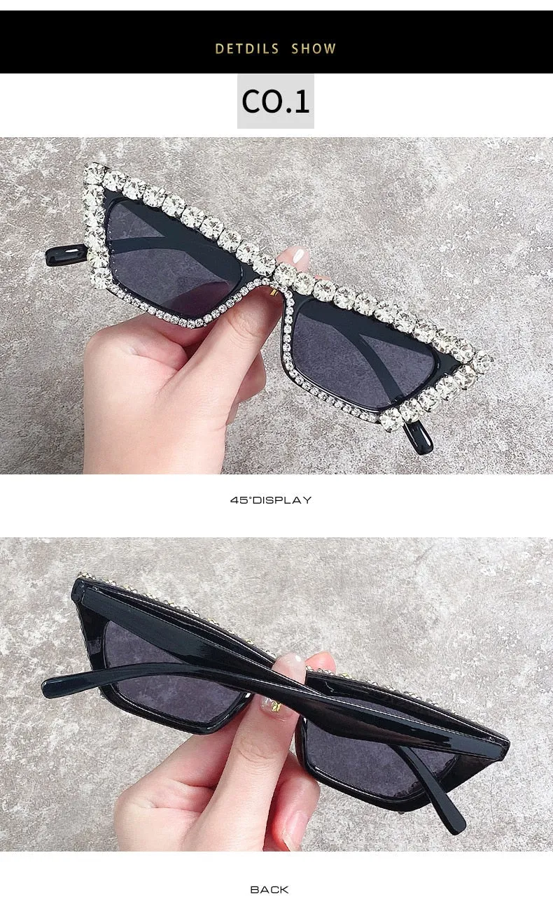 Women's Luxury Diamond Decor Cat Eyes Sexy Hip Hop Sunglasses