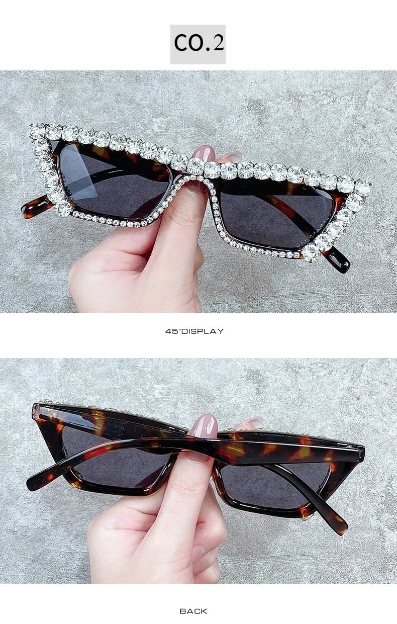 Women's Luxury Diamond Decor Cat Eyes Sexy Hip Hop Sunglasses