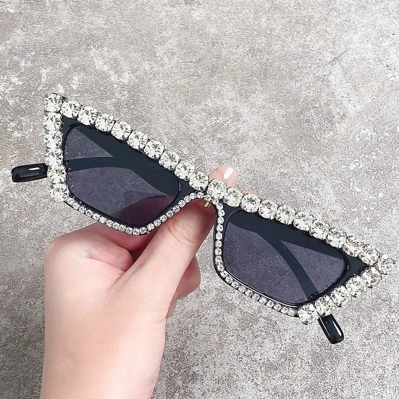 Women's Luxury Diamond Decor Cat Eyes Sexy Hip Hop Sunglasses