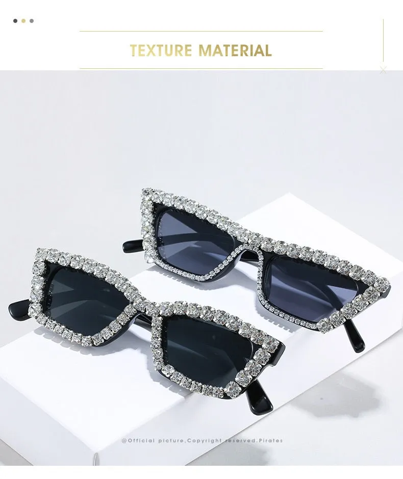 Women's Luxury Diamond Decor Cat Eyes Sexy Hip Hop Sunglasses