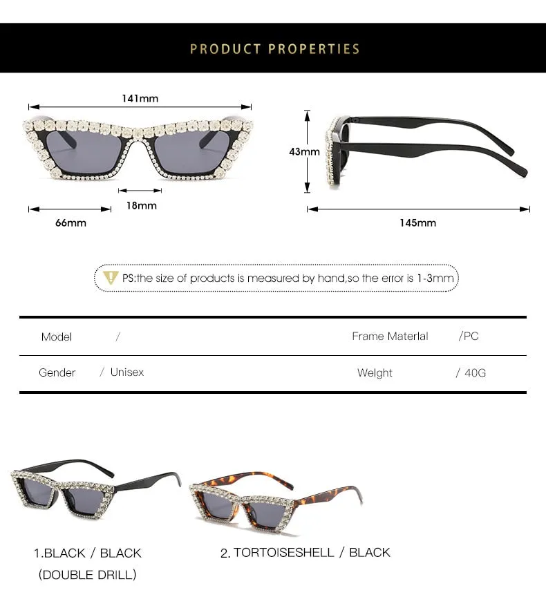 Women's Luxury Diamond Decor Cat Eyes Sexy Hip Hop Sunglasses