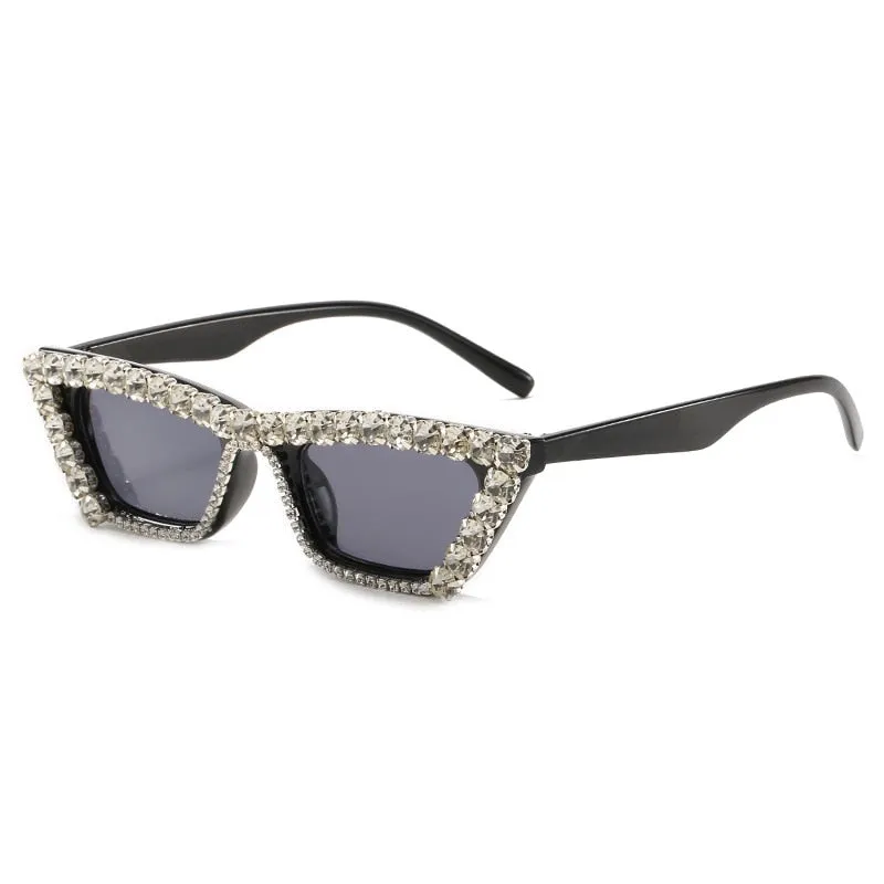 Women's Luxury Diamond Decor Cat Eyes Sexy Hip Hop Sunglasses