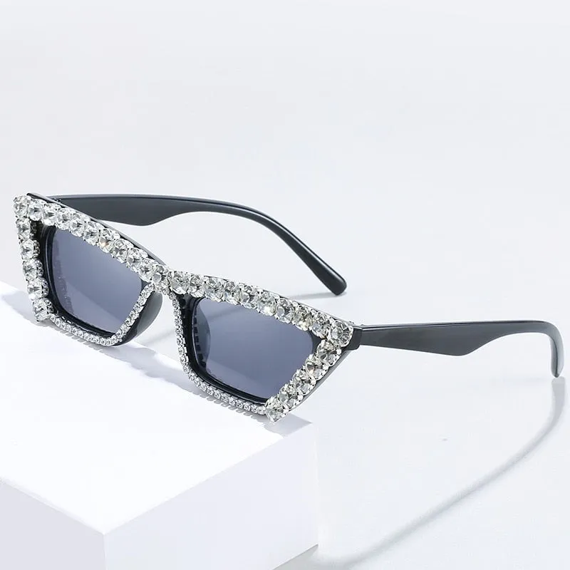 Women's Luxury Diamond Decor Cat Eyes Sexy Hip Hop Sunglasses