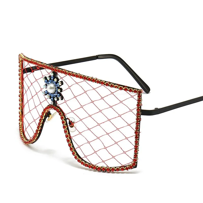 Women's Luxury Diamonds Steampunk Oversized Rhinestone Sunglasses