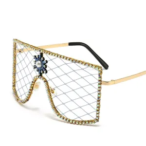 Women's Luxury Diamonds Steampunk Oversized Rhinestone Sunglasses
