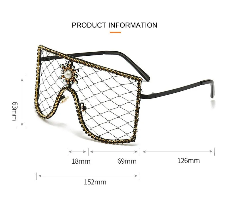 Women's Luxury Diamonds Steampunk Oversized Rhinestone Sunglasses