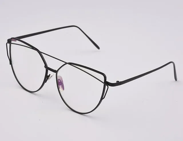 Women's Luxury Flat Top Cat Eye Twin Beam Gradient Lens Sunglasses
