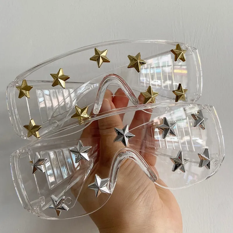 Women's Luxury Goggle Style Transparent Steampunk Designer Sunglasses