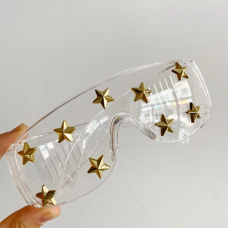 Women's Luxury Goggle Style Transparent Steampunk Designer Sunglasses