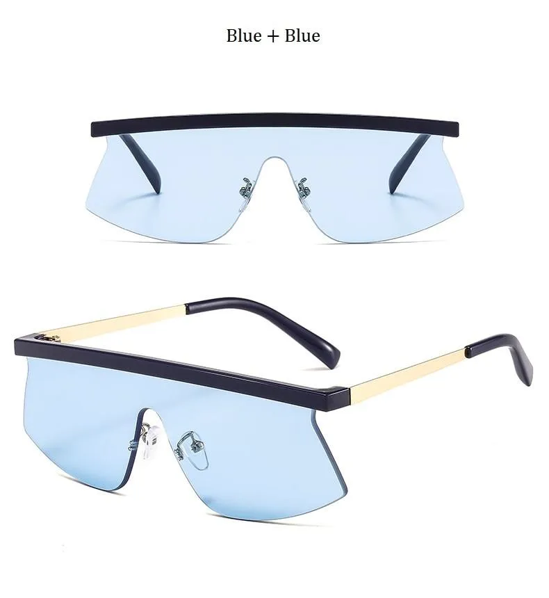 Women's Luxury Vintage Half Frame Purple Rimless Square Sunglasses
