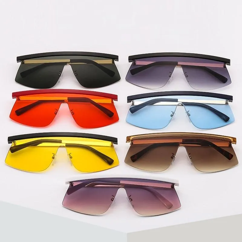 Women's Luxury Vintage Half Frame Purple Rimless Square Sunglasses