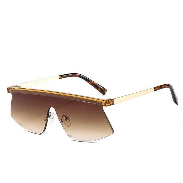 Women's Luxury Vintage Half Frame Purple Rimless Square Sunglasses