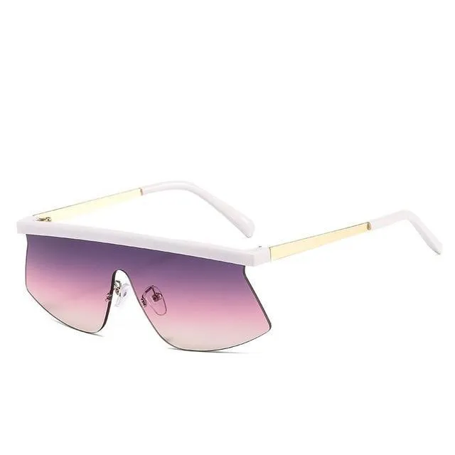 Women's Luxury Vintage Half Frame Purple Rimless Square Sunglasses